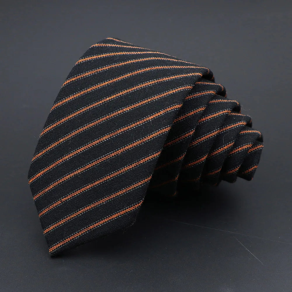 Classic Men's Wool Neckties - Black Brown Stripe