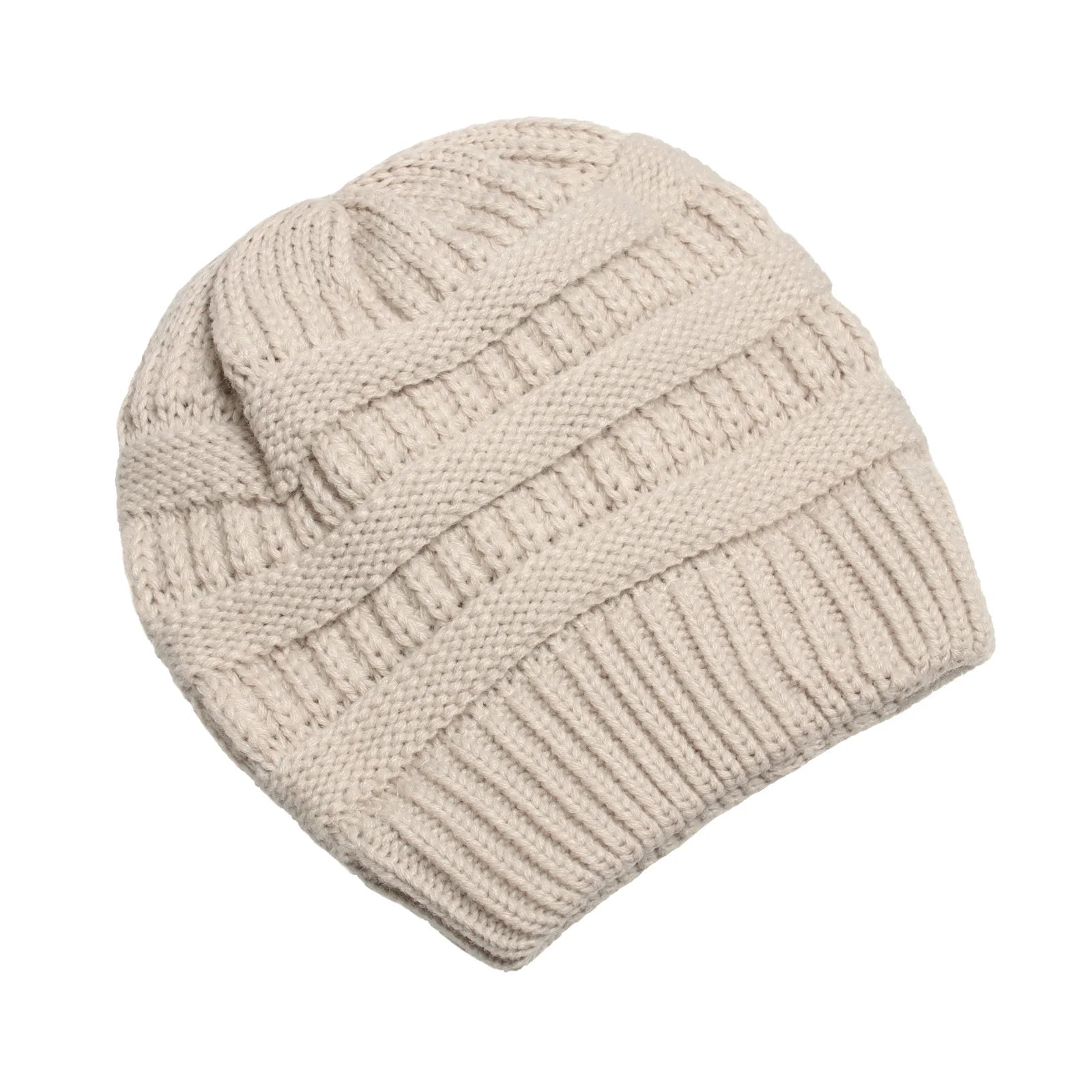 Beige Women's Knitted Beanie Hat