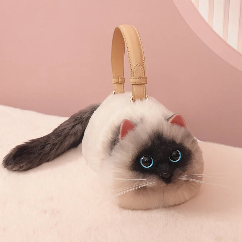 Plush Siamese Cat Women's Handbag